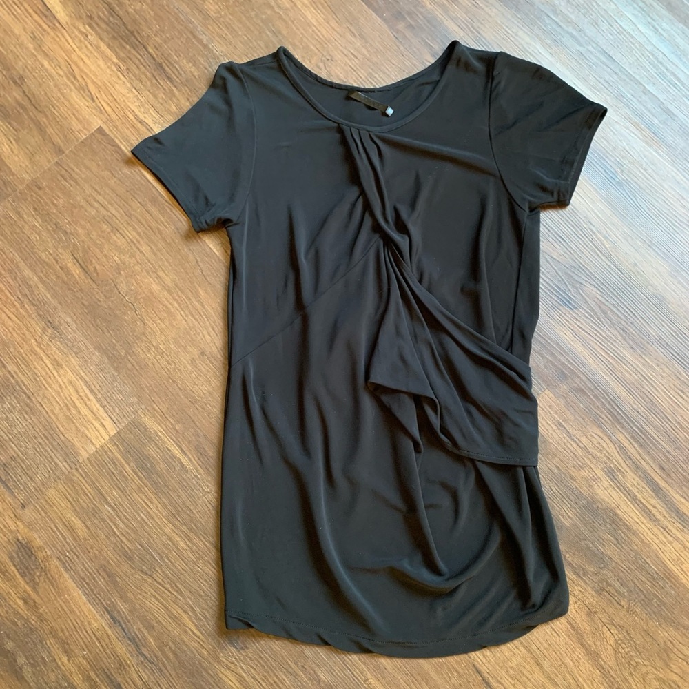 Luna Luz Elegant Black Draped Tunic Top